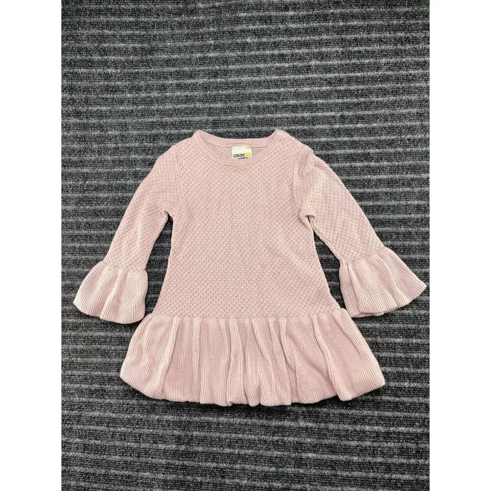 Genuine‎ Kids from OshKosh Pink Peplum Sweater Bell Sleeves Soft Dress Size 3T